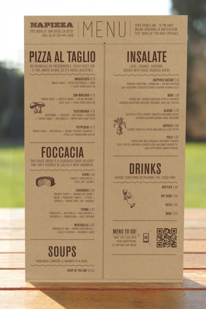 in menu nhà hàng